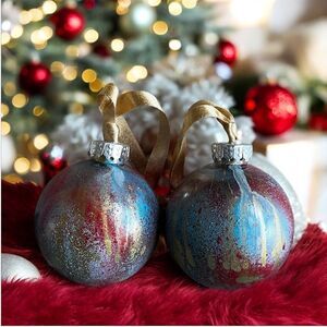 HANDCRAFTED Hand-Painted Plastic Shatter-Proof Ornaments (Set of 2)